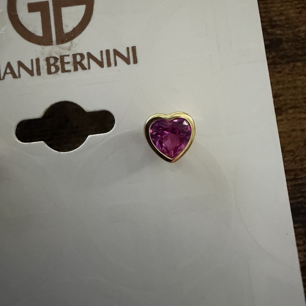 Giani Bernini Cubic Zirconia Heart Stud Earrings 18k Over Sterling Silver NEW - Picture 2 of 4
